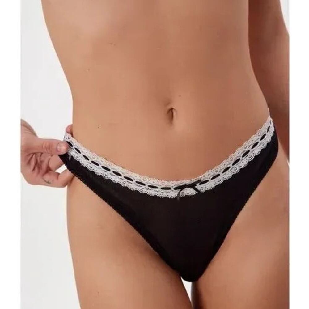 Free People So Sweet Thong Panties Womens Small Black Sheer Intimately FP Flirty